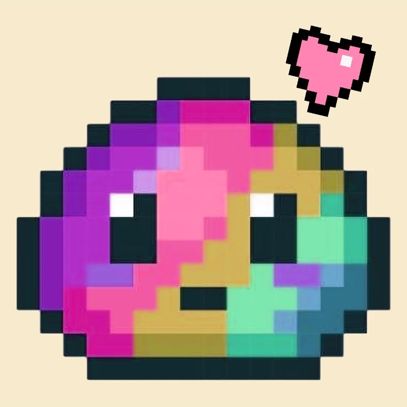 Pixel Color Explosion Heart 8 Bit Retro Style