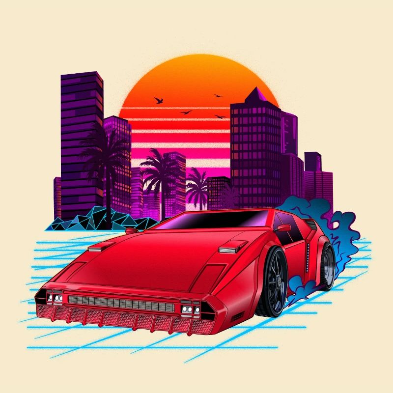 80s Synthwave Retro Car