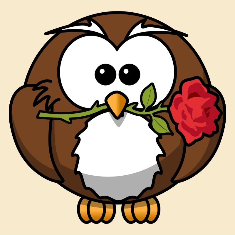 kleiner Uhu mit Rose