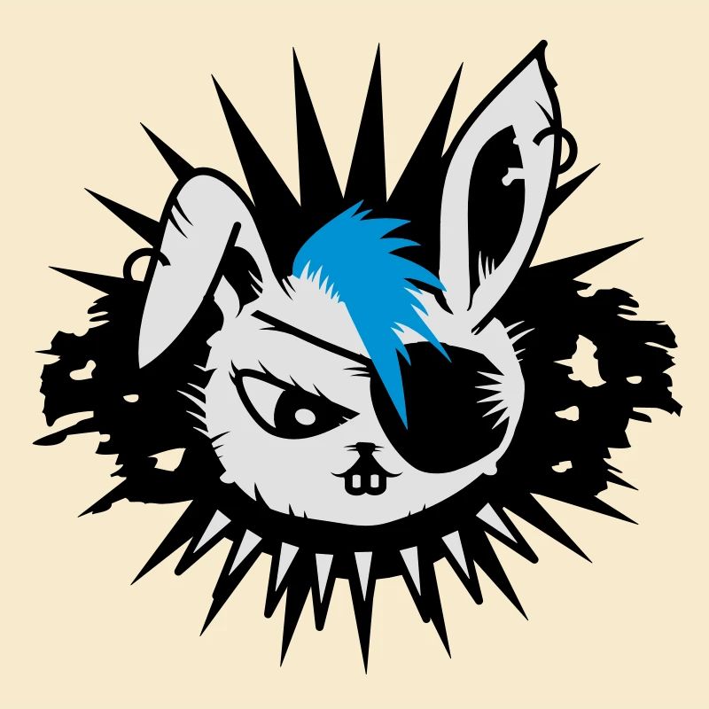 Un lapin avec un cache-oeil et un Mohawk