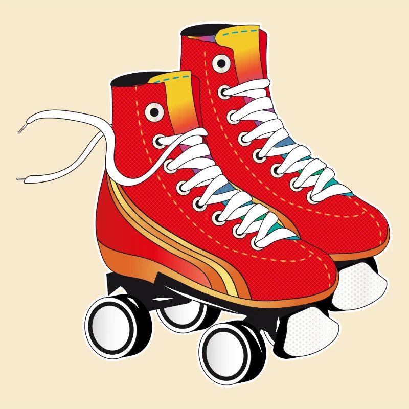 Ein Paar Rollschuhe in auffälligem Rot