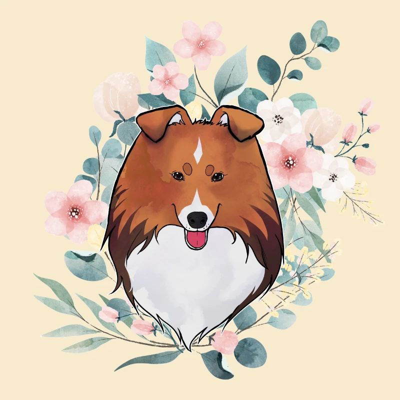 Zobel Shetland Schäferhund mit Blumen