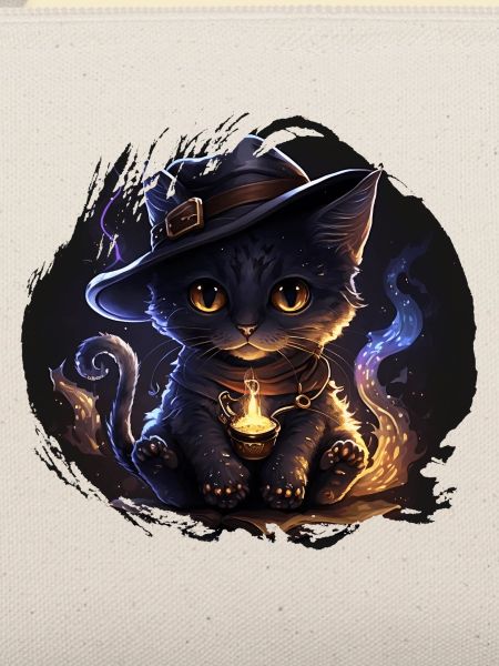 Mystische Hexenkatze mit Zauberhut