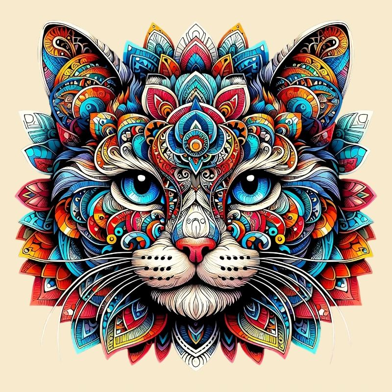 Chat décoré de Mandalas
