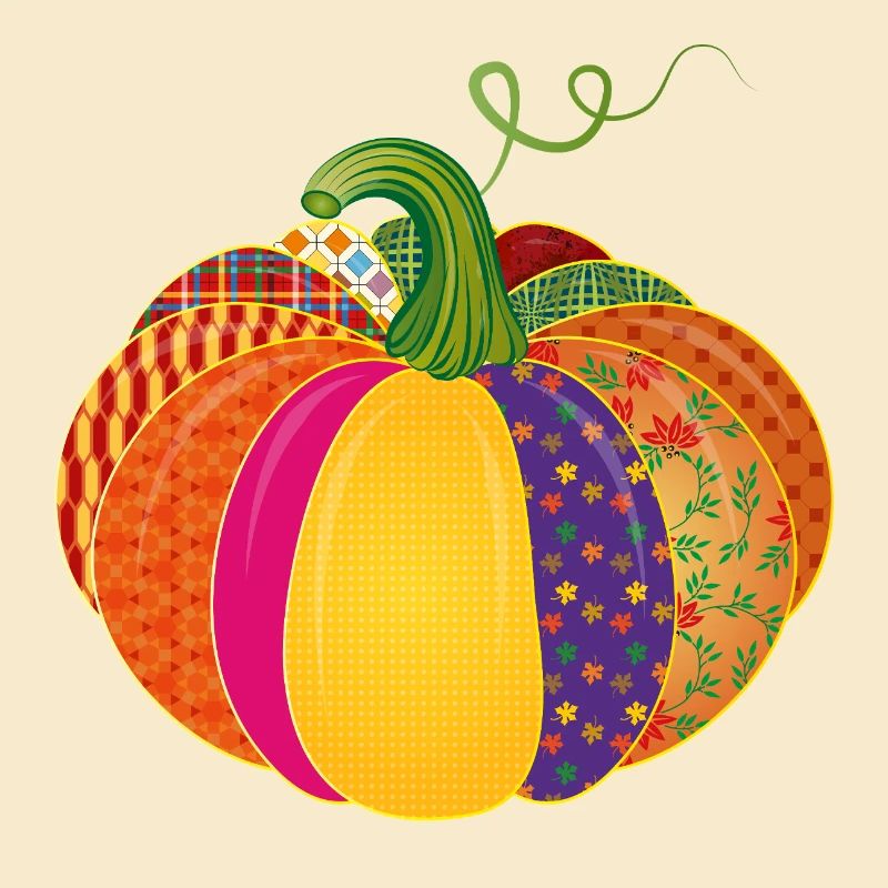 Patchwork Pumpkin – Colorful Patterned Autumn Decoration
