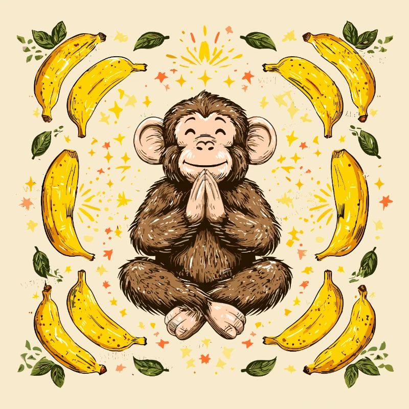 Dankender Affe mit Bananenring