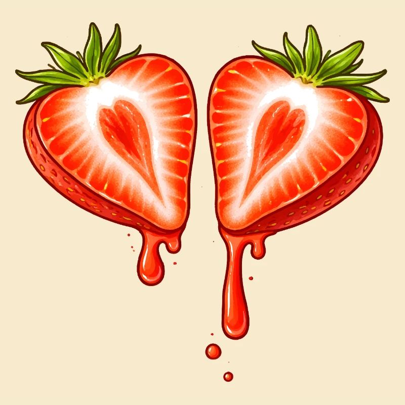 Geteilte Erdbeere mit Herzform 