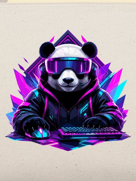 Panda Cyberpunk Gaming Neon