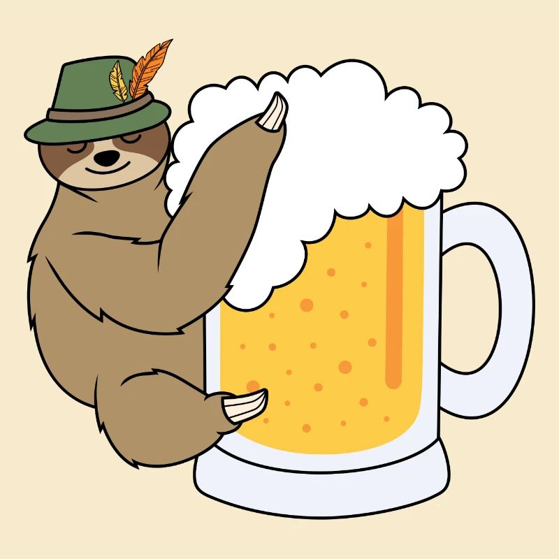 Sloth with beer drinking drinking