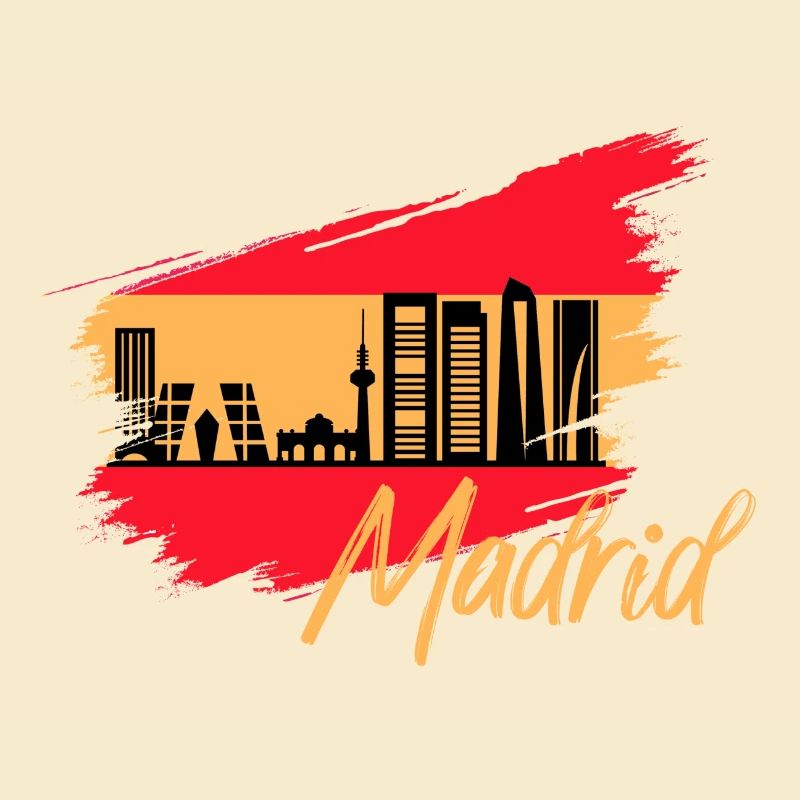 Madrid Spanien Flagge Skyline