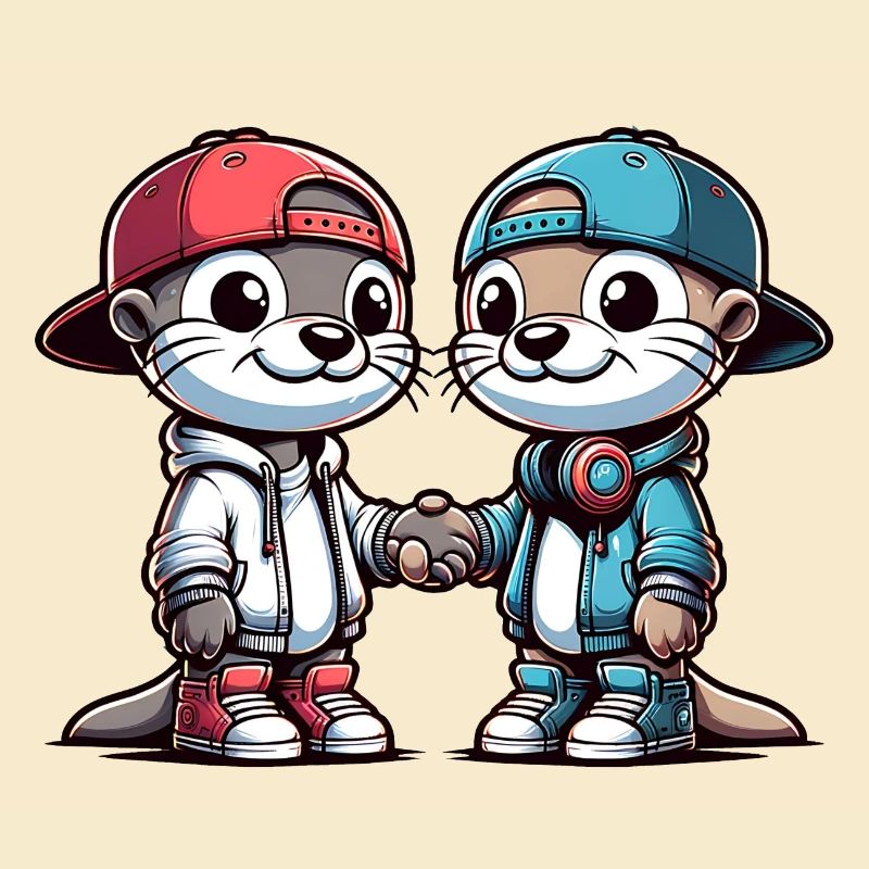 Two Cute Otter Buddies Buddies Forever