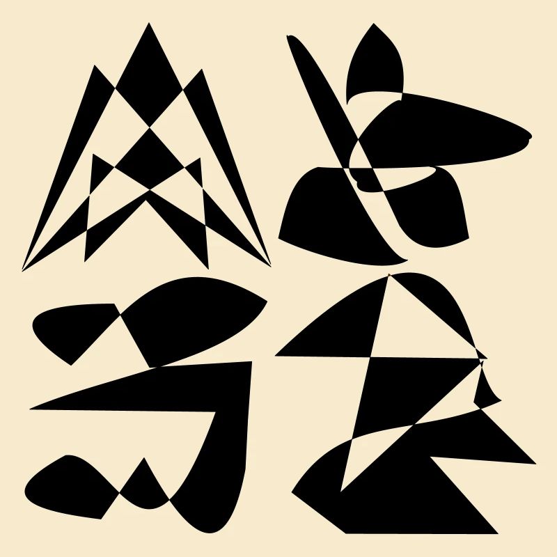 Motif four figures black white