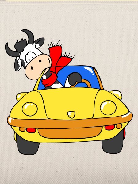 Cow driving car
