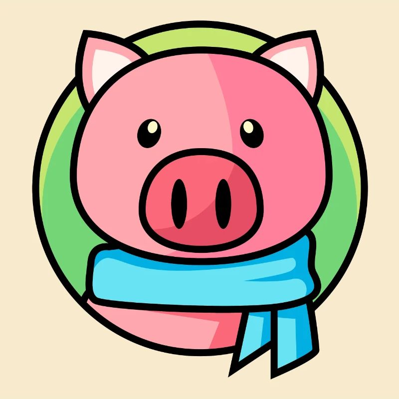 Cochon rose avec écharpe