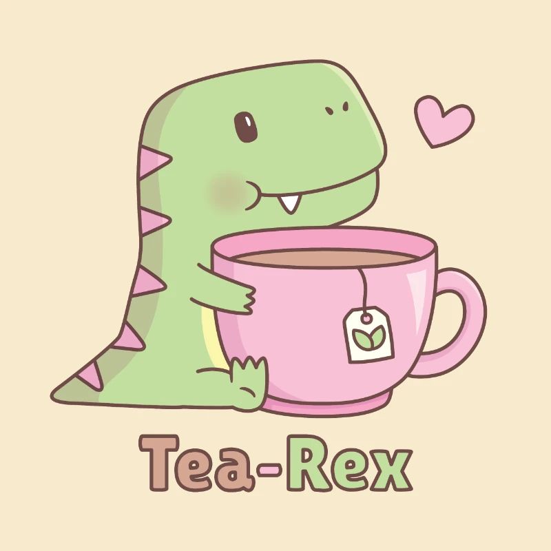 Cute Dinosaur Tea Rex Pun Doodle