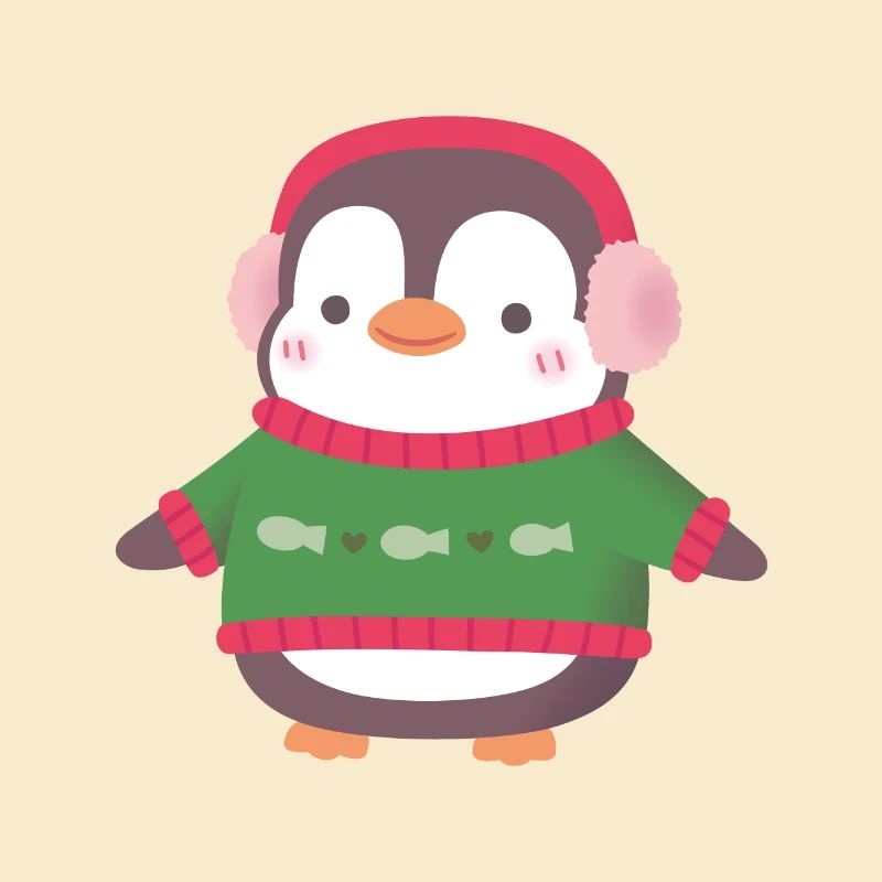 Süßer Pinguin mit Fischpullover