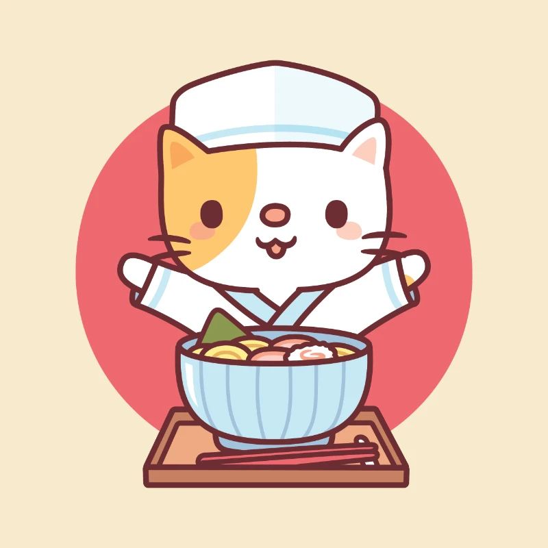 Süße Ramen Chef Neko Katze