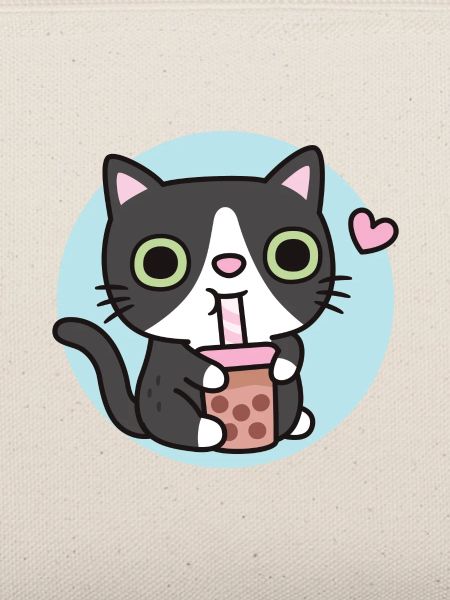Süße Smoking-Katze liebt Bubble Tea