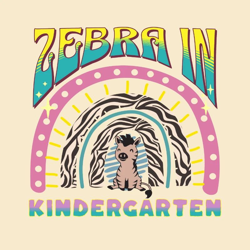 Zebra dans la conception de la patrouille arc-en-ciel de la maternelle
