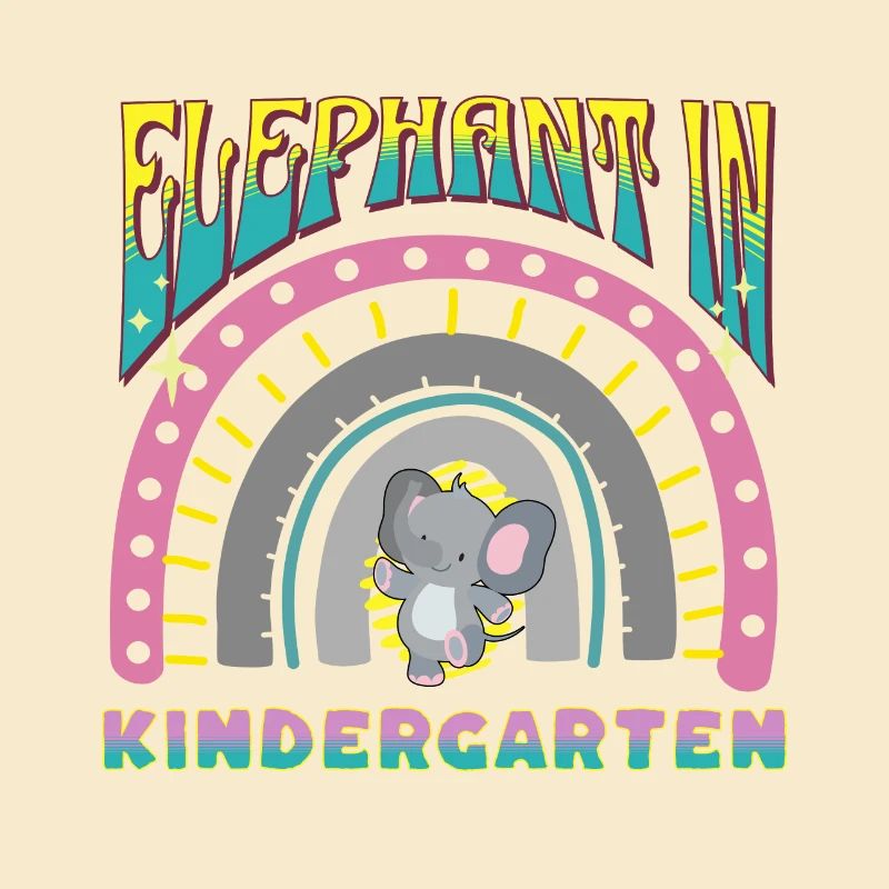 éléphant dans la conception de bande arc-en-ciel de maternelle