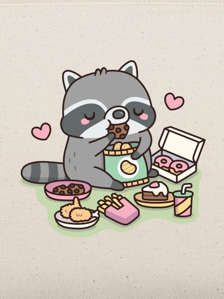 Waschbär isst Junk Food