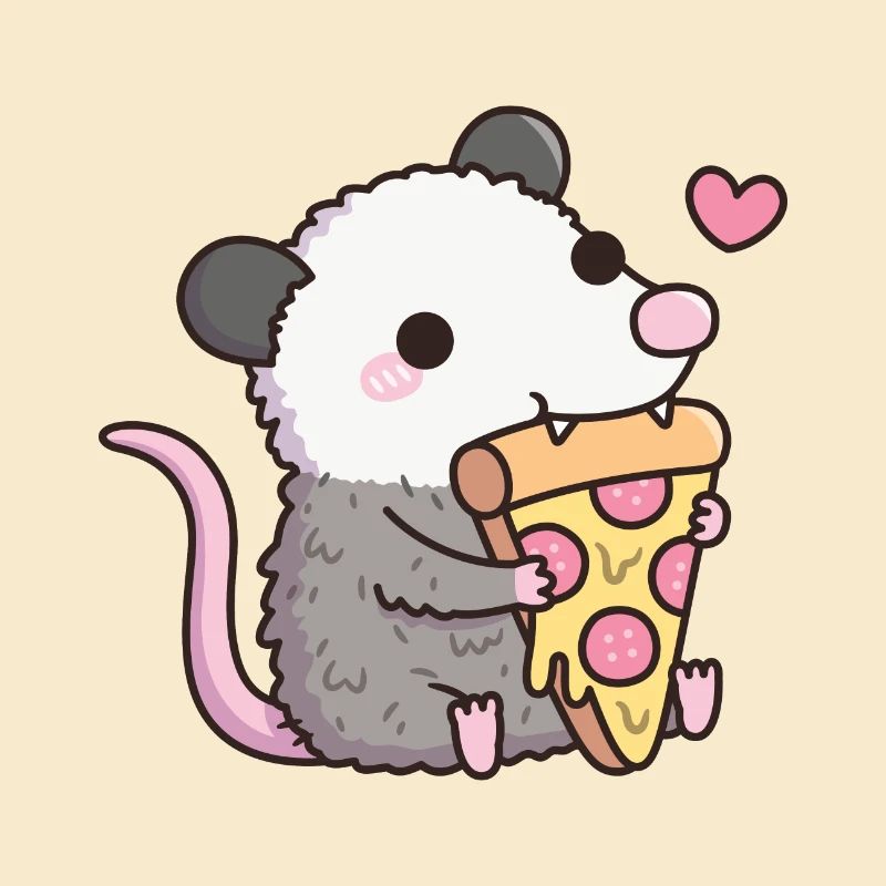 Süßes Opossum isst Pizza