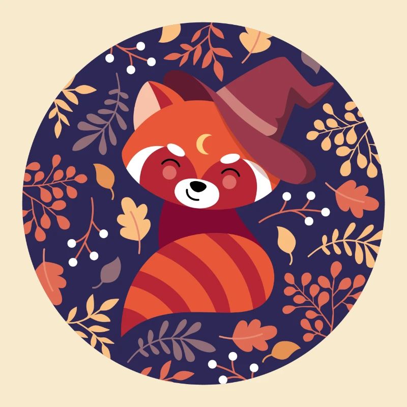 roter Panda mit Herbstmuster