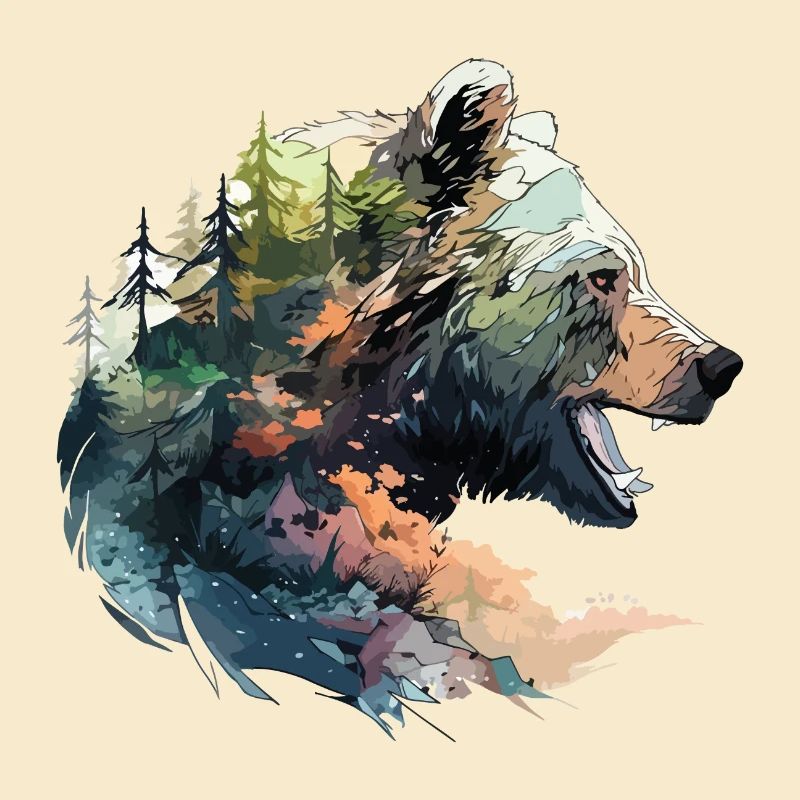 Bear, Grizzly Bear, Bear's Head, Nature, Wilderness, Forest, Mountains
