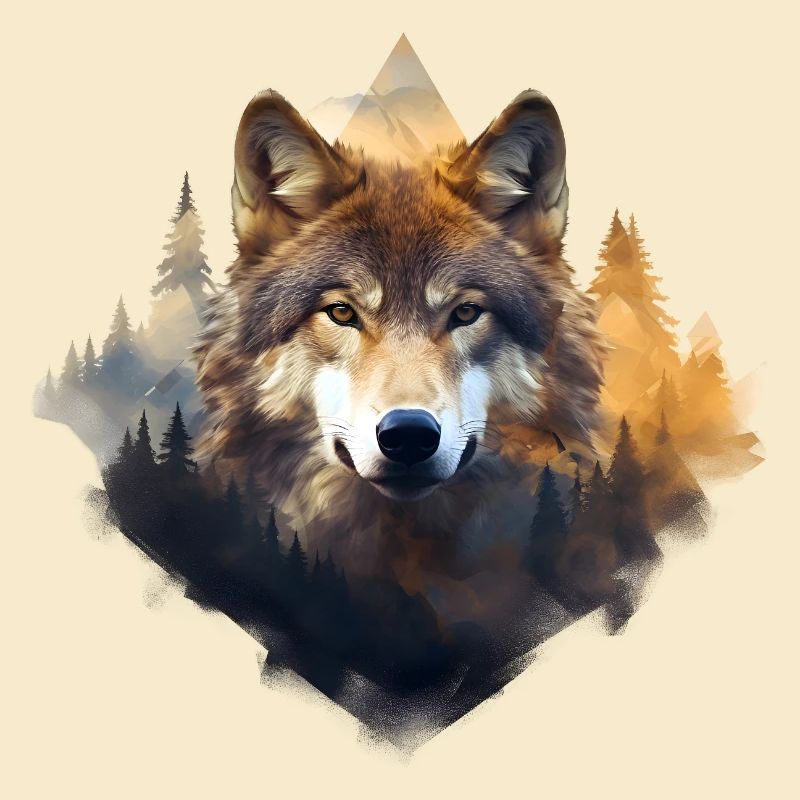 Wolf mit Bergen