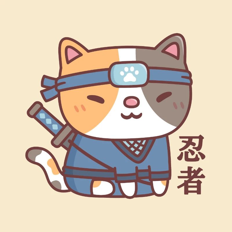Chat Ninja mignon Doodle
