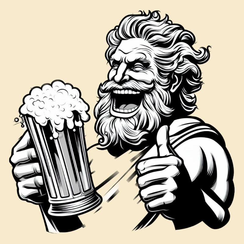 Zeus mit Bier