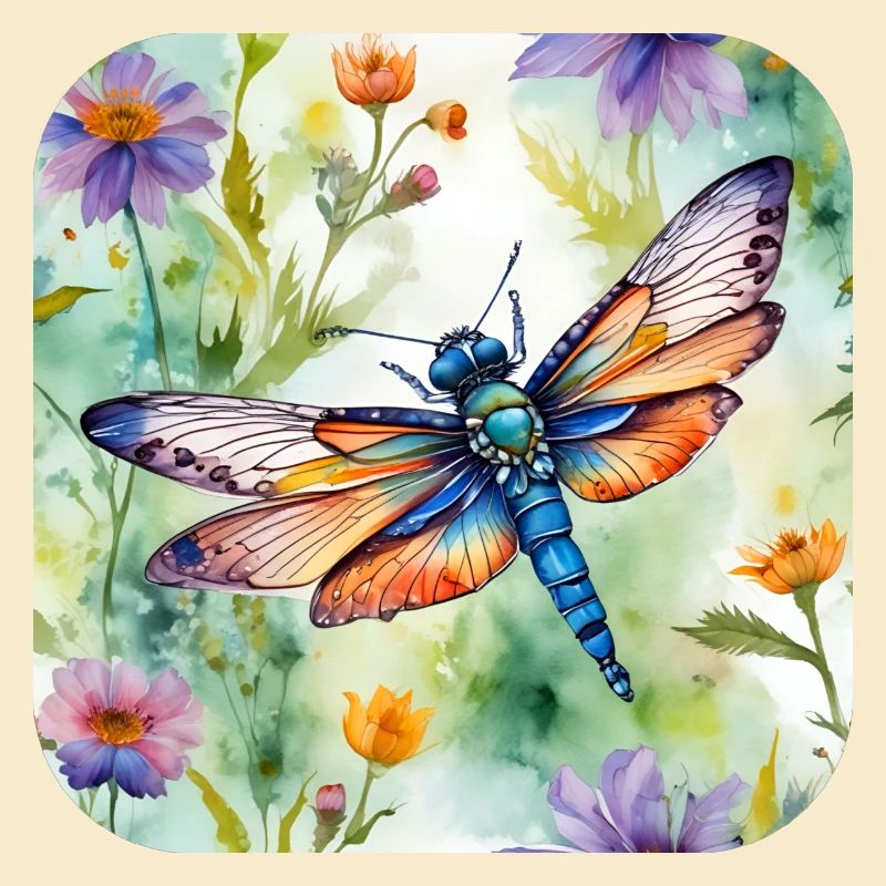 Wunderschöne Libelle mit Blumen