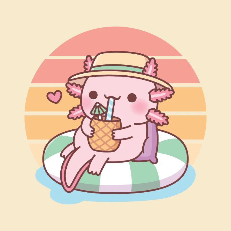 Mignon Axolotl Chilling On Pool Float Summer Vibes