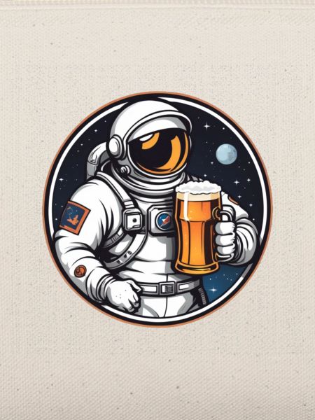 Astronaut mit Bier im All