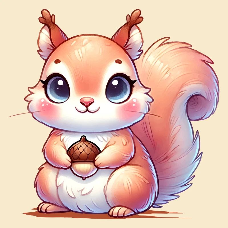L’écureuil mignon avec sa nourriture préférée