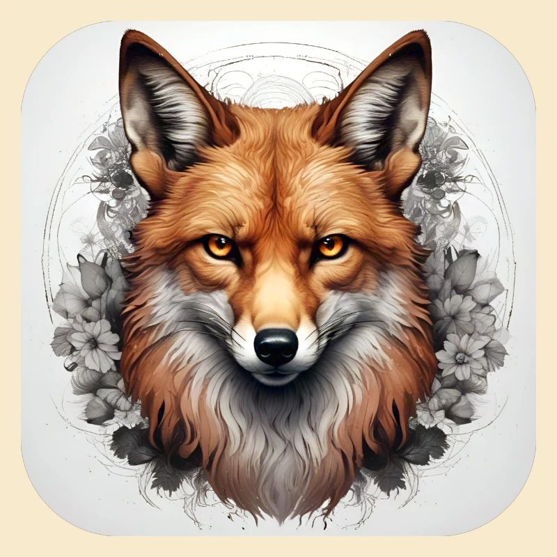 Renard avec des fleurs