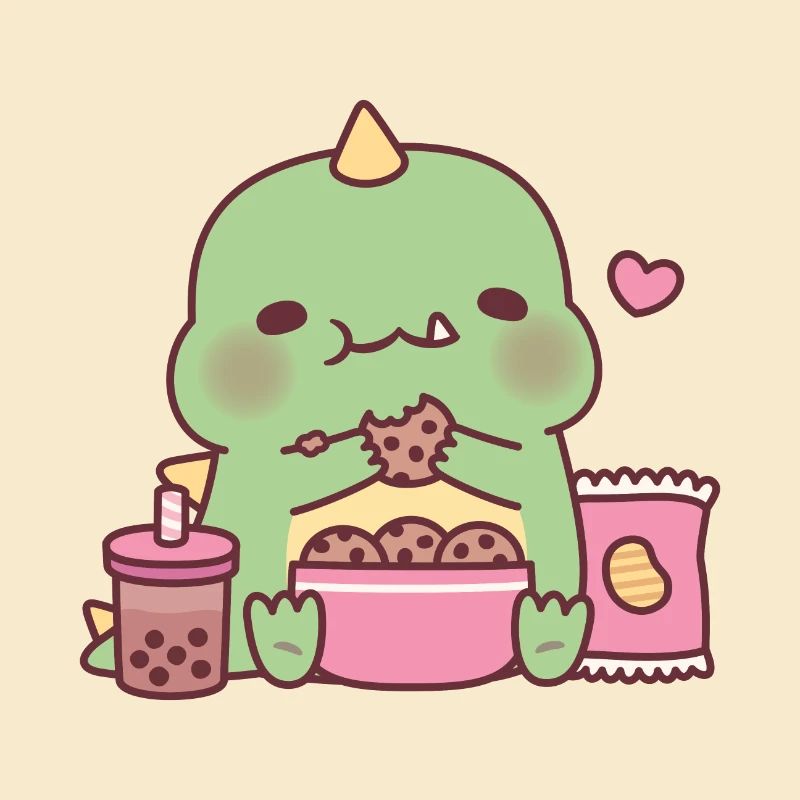 Cute Dinosaur Snacking On Cookies
