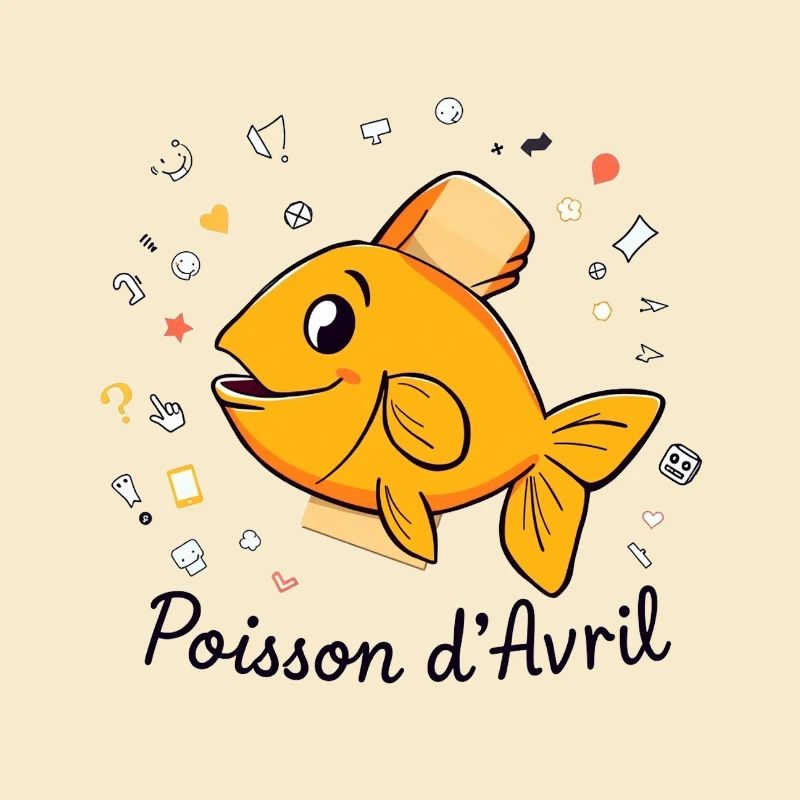 Poisson d'Avril - Orange Cartoon Fish