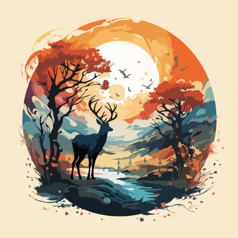 Deer in the Autumn Circle