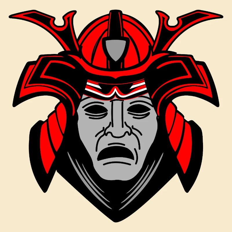 Düsteres Samurai-Gesicht mit Helm