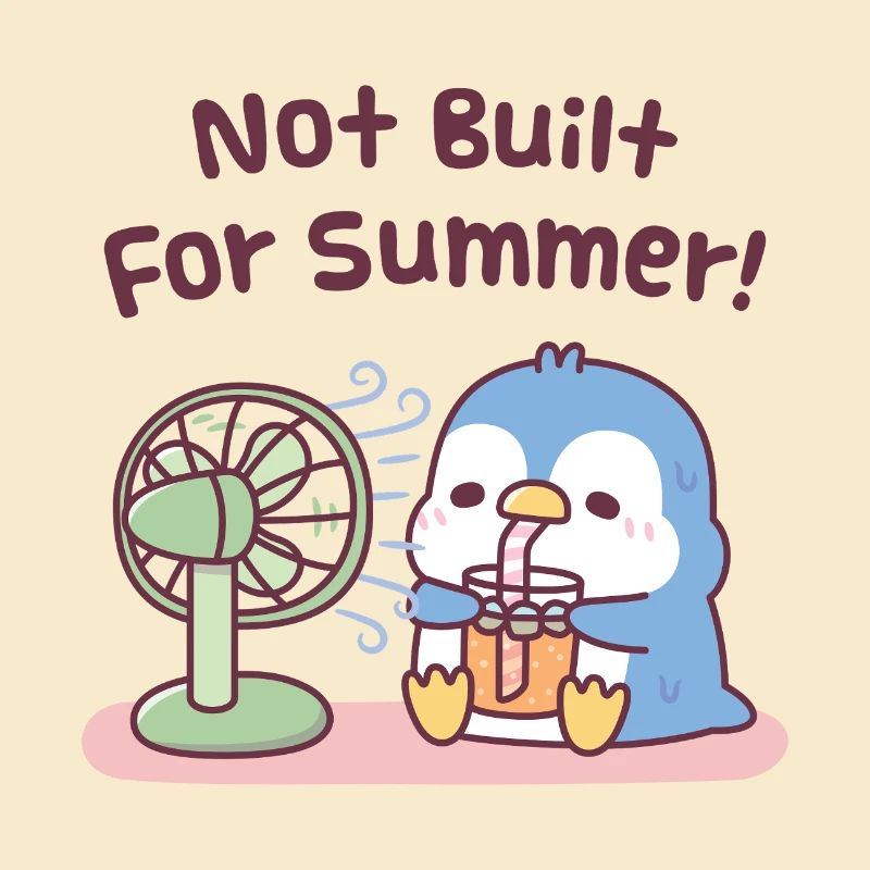 Cute Blue Penguin Not Built For Summer