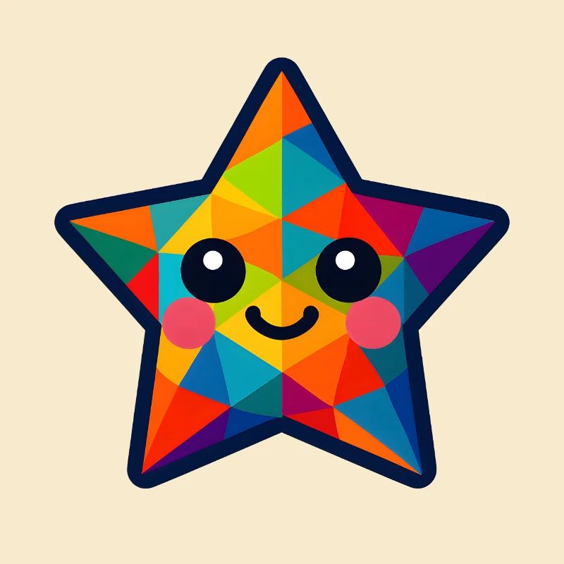 WPAP Polygone Kawaii Style Bébé Étoile