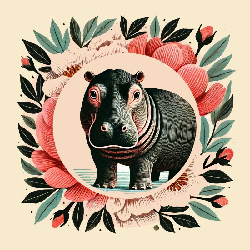 Wunderliches Nilpferd-Blumenporträt