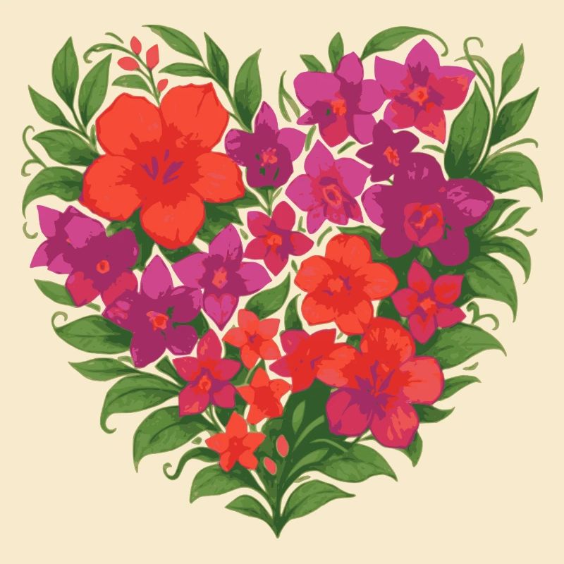 Cœur de fleurs colorées