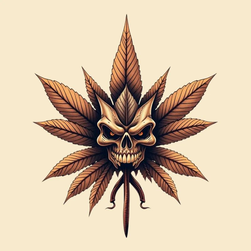 Schädelblatt Gothic Cannabis