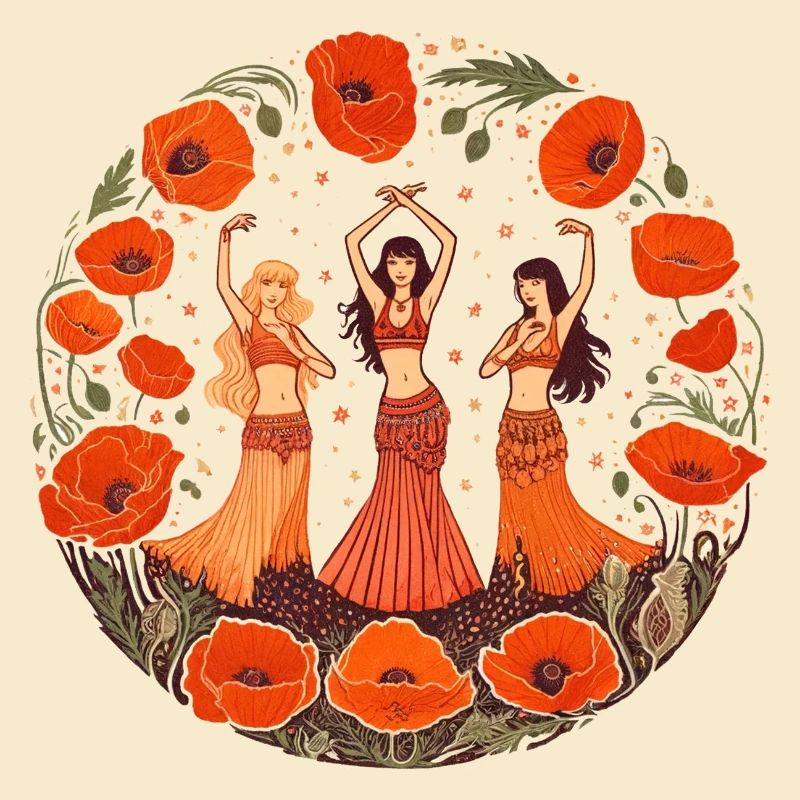 Trio de danse du ventre du cercle de pavot