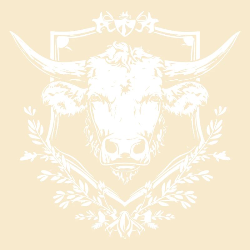 Vache dans un cadre de laurier