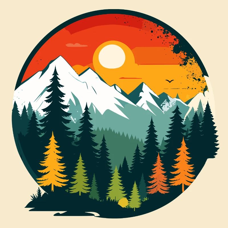 Mountains Forest Mountains Panoramic View Nature Circle Motif