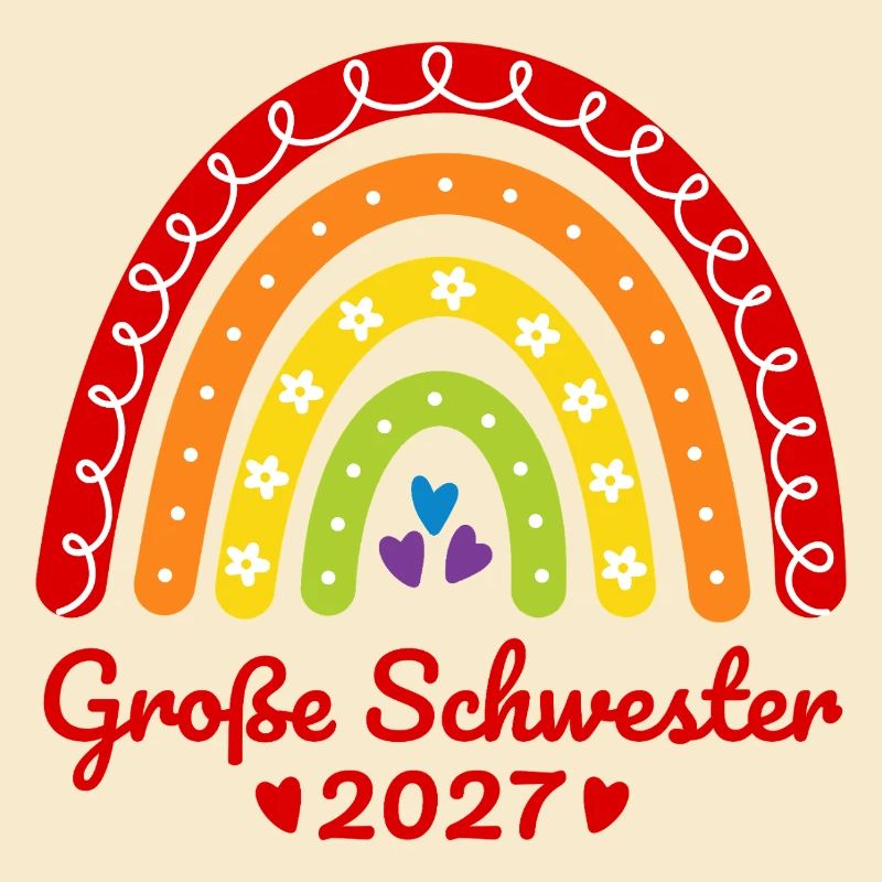 Große Schwester 2027 Boho Regenbogen bunt