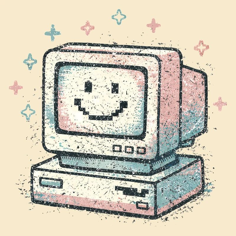 Cute Retro Computer Vintage 80s Tech Style